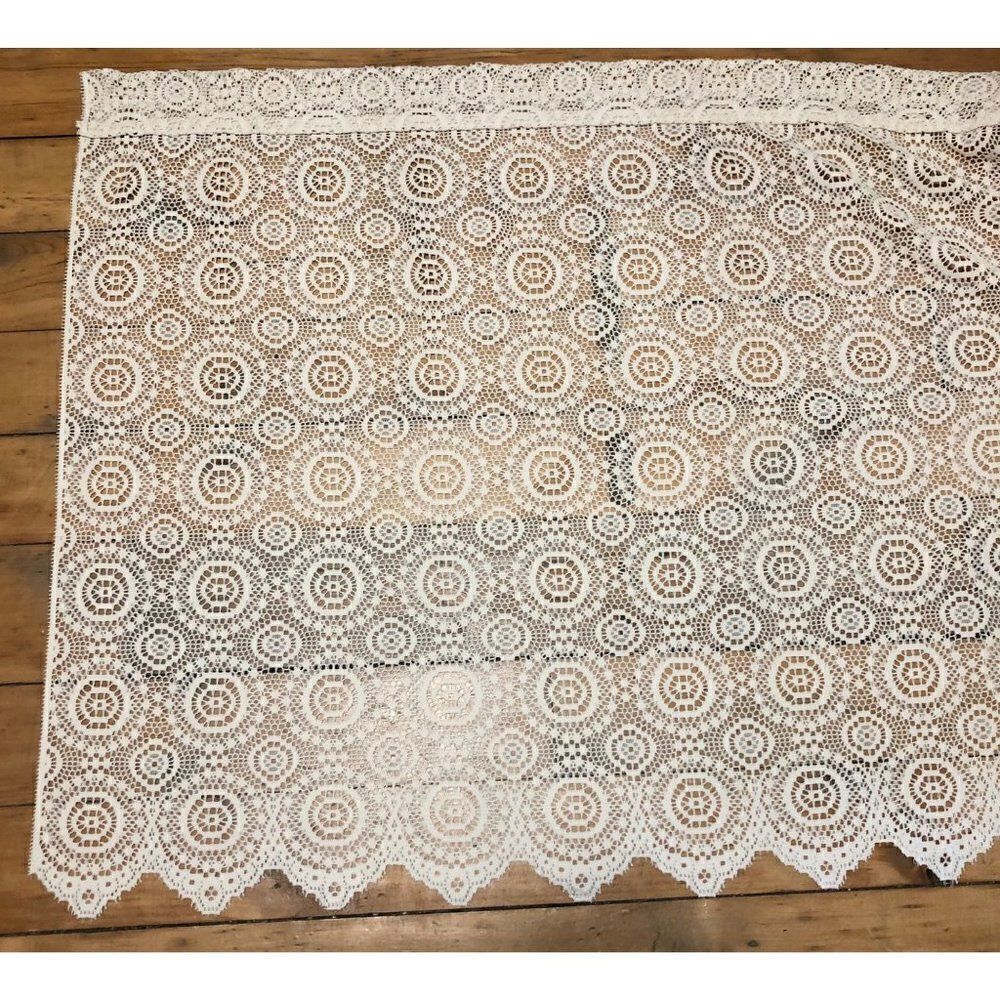 Vintage Circle Lace Crotchet Window Panel Curtain 56x35"